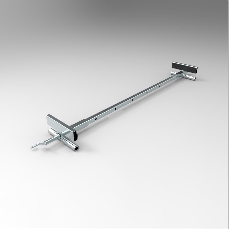 Cabinetmakers bar clamp for gluing and clamping wooden cabinets, made from galvanized furniture tube with adjustable jaws.